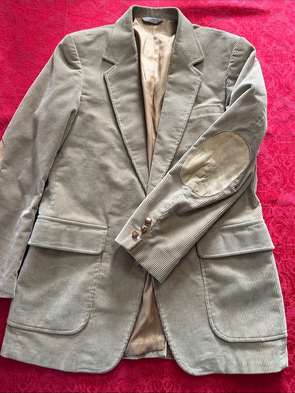 Dunster House Men’s 40L Tan Corduroy Blazer Elbow Patch Harvard Square Sport Coa